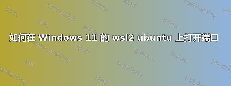 如何在 Windows 11 的 wsl2 ubuntu 上打开端口