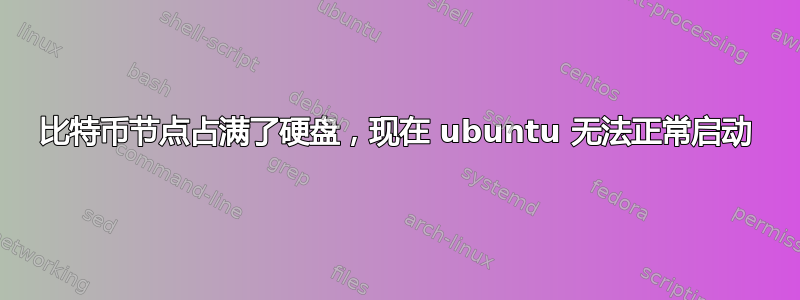 比特币节点占满了硬盘，现在 ubuntu 无法正常启动