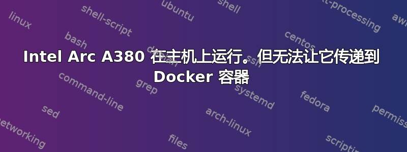 Intel Arc A380 在主机上运行。但无法让它传递到 Docker 容器