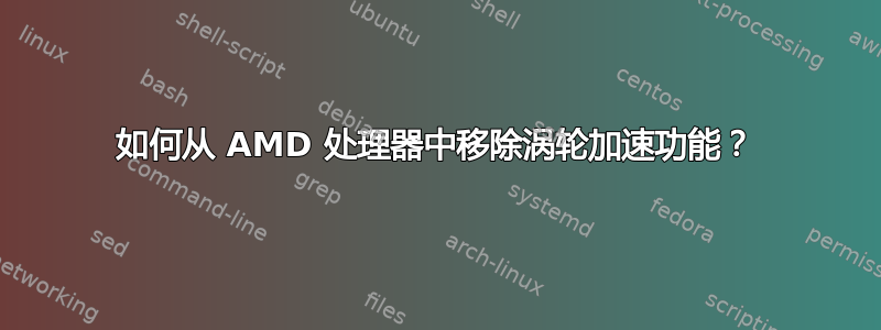 如何从 AMD 处理器中移除涡轮加速功能？