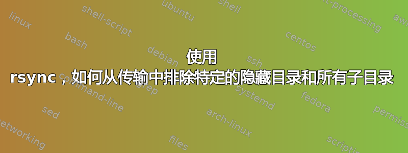 使用 rsync，如何从传输中排除特定的隐藏目录和所有子目录