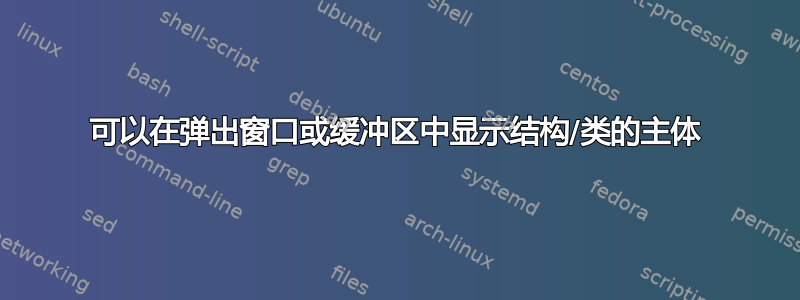 可以在弹出窗口或缓冲区中显示结构/类的主体