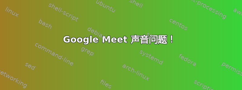 Google Meet 声音问题！