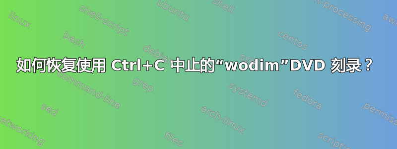 如何恢复使用 Ctrl+C 中止的“wodim”DVD 刻录？