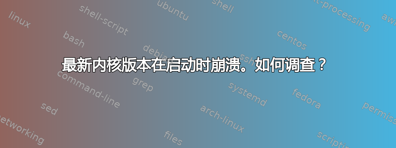 最新内核版本在启动时崩溃。如何调查？