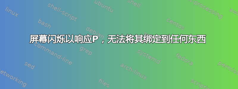 屏幕闪烁以响应P，无法将其绑定到任何东西