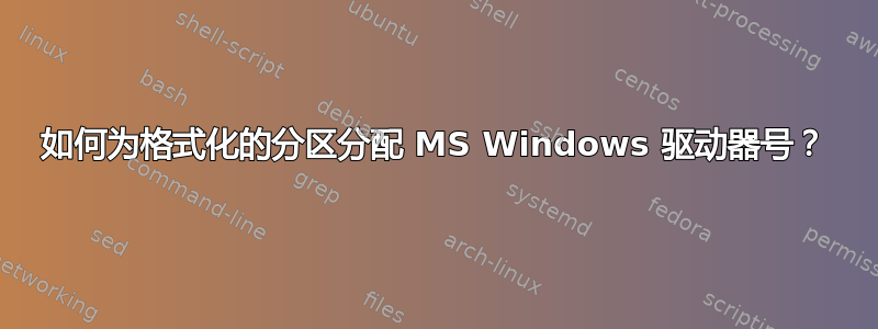 如何为格式化的分区分配 MS Windows 驱动器号？