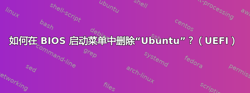如何在 BIOS 启动菜单中删除“Ubuntu”？（UEFI）