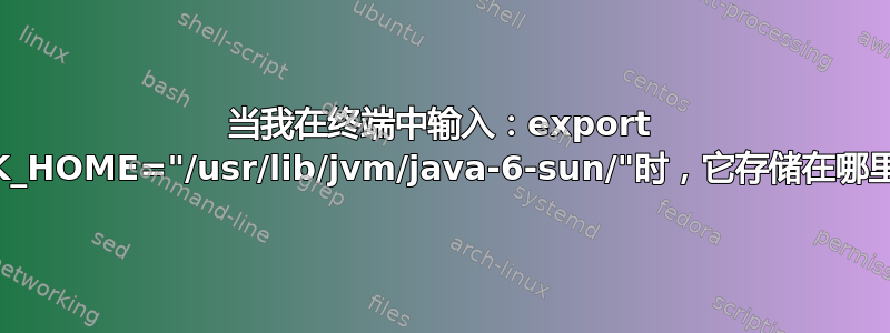 当我在终端中输入：export JDK_HOME="/usr/lib/jvm/java-6-sun/"时，它存储在哪里？