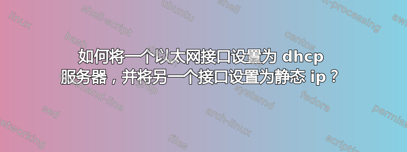 如何将一个以太网接口设置为 dhcp 服务器，并将另一个接口设置为静态 ip？