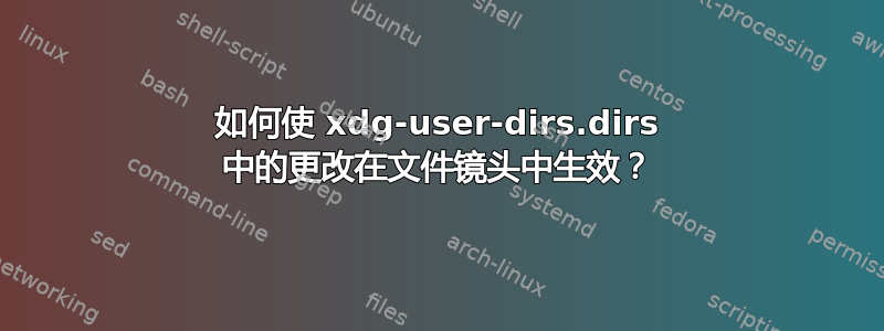 如何使 xdg-user-dirs.dirs 中的更改在文件镜头中生效？