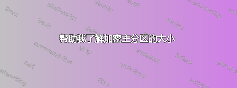 帮助我了解加密主分区的大小