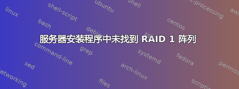 服务器安装程序中未找到 RAID 1 阵列