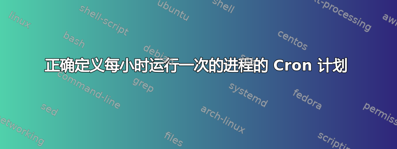 正确定义每小时运行一次的进程的 Cron 计划