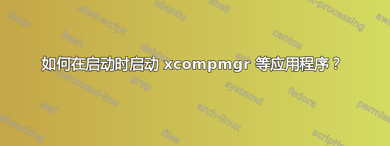 如何在启动时启动 xcompmgr 等应用程序？