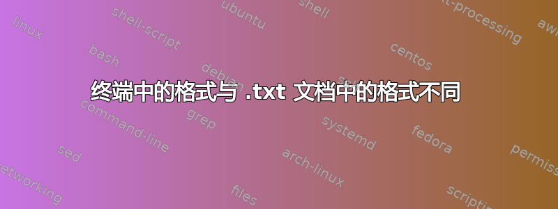 终端中的格式与 .txt 文档中的格式不同