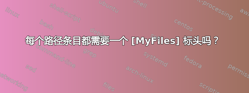 每个路径条目都需要一个 [MyFiles] 标头吗？