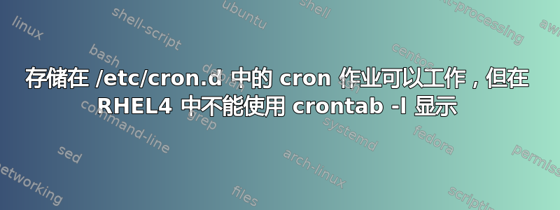 存储在 /etc/cron.d 中的 cron 作业可以工作，但在 RHEL4 中不能使用 crontab -l 显示