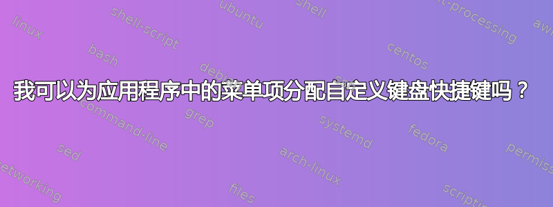 我可以为应用程序中的菜单项分配自定义键盘快捷键吗？