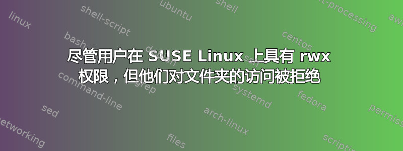 尽管用户在 SUSE Linux 上具有 rwx 权限，但他们对文件夹的访问被拒绝