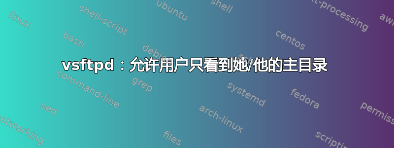 vsftpd：允许用户只看到她/他的主目录