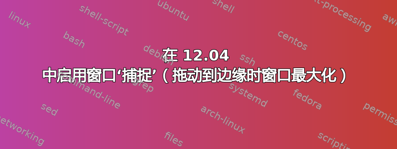 在 12.04 中启用窗口‘捕捉’（拖动到边缘时窗口最大化）