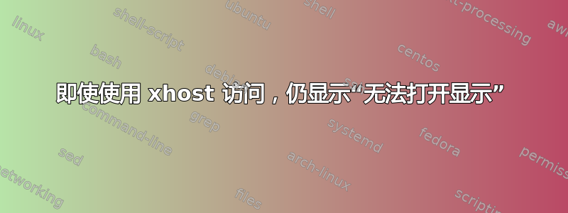 即使使用 xhost 访问，仍显示“无法打开显示”