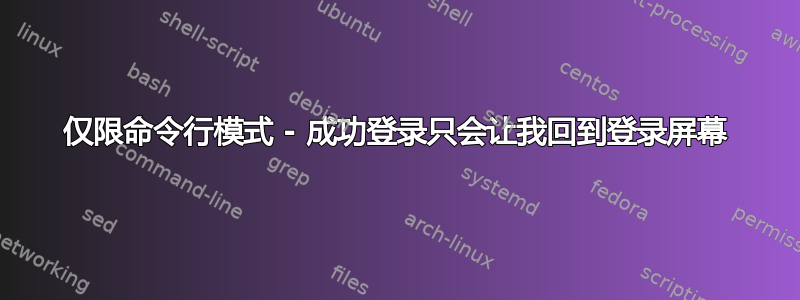 仅限命令行模式 - 成功登录只会让我回到登录屏幕