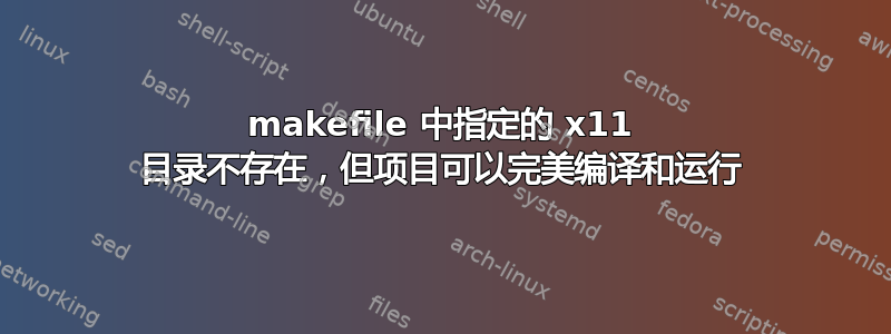 makefile 中指定的 x11 目录不存在，但项目可以完美编译和运行