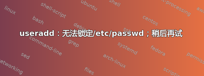 useradd：无法锁定/etc/passwd；稍后再试