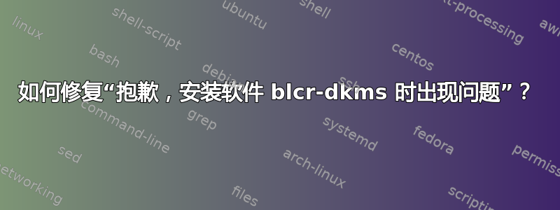 如何修复“抱歉，安装软件 blcr-dkms 时出现问题”？