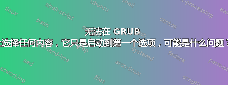 无法在 GRUB 上选择任何内容，它只是启动到第一个选项，可能是什么问题？