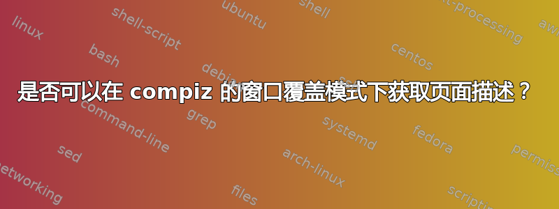 是否可以在 compiz 的窗口覆盖模式下获取页面描述？