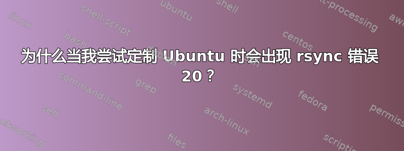 为什么当我尝试定制 Ubuntu 时会出现 rsync 错误 20？