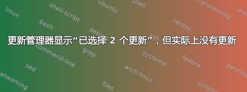 更新管理器显示“已选择 2 个更新”，但实际上没有更新