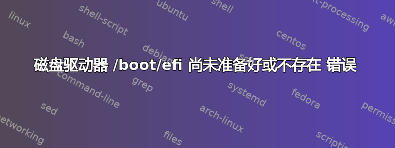 磁盘驱动器 /boot/efi 尚未准备好或不存在 错误