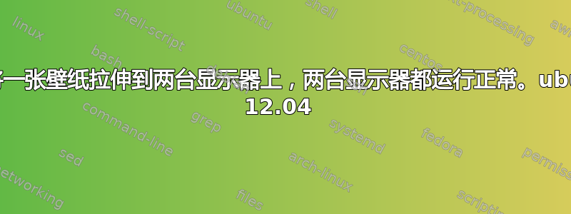 我想将一张壁纸拉伸到两台显示器上，两台显示器都运行正常。ubuntu 12.04 