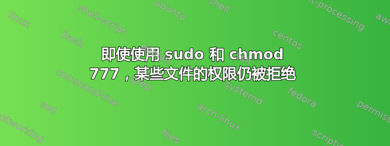 即使使用 sudo 和 chmod 777，某些文件的权限仍被拒绝