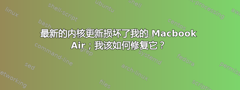 最新的内核更新损坏了我的 Macbook Air；我该如何修复它？