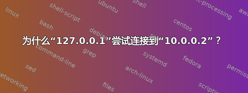 为什么“127.0.0.1”尝试连接到“10.0.0.2”？