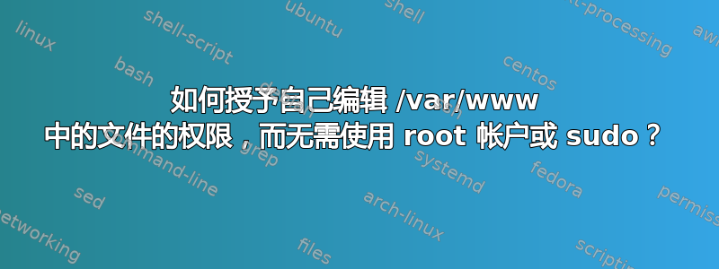 如何授予自己编辑 /var/www 中的文件的权限，而无需使用 root 帐户或 sudo？