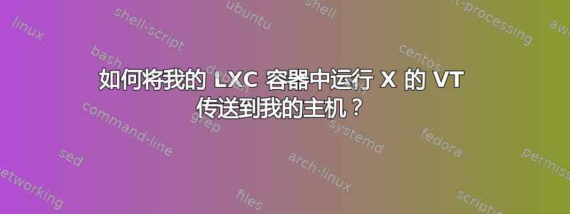 如何将我的 LXC 容器中运行 X 的 VT 传送到我的主机？