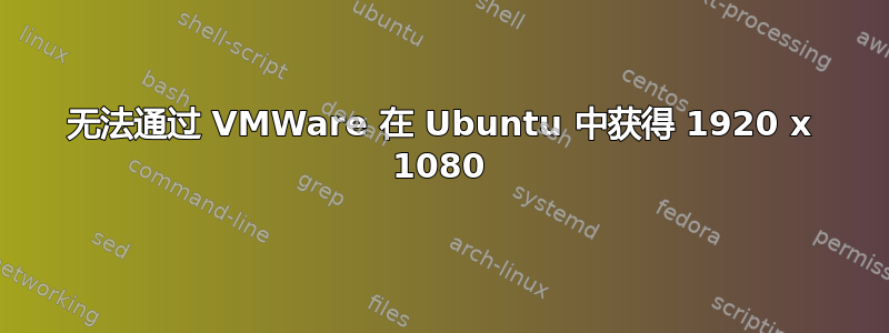 无法通过 VMWare 在 Ubuntu 中获得 1920 x 1080