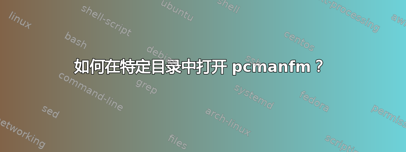 如何在特定目录中打开 pcmanfm？