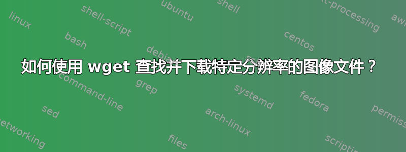 如何使用 wget 查找并下载特定分辨率的图像文件？