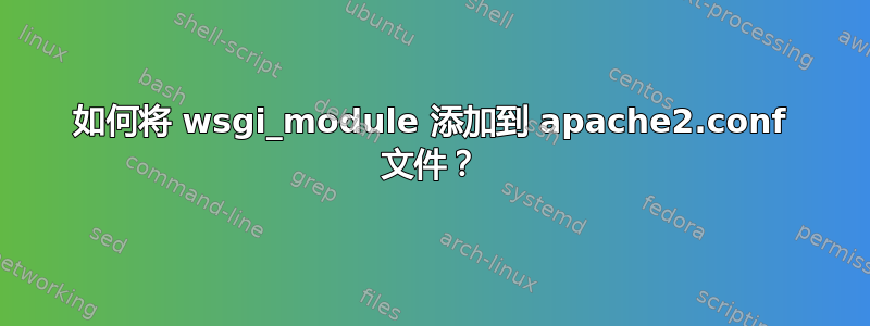 如何将 wsgi_module 添加到 apache2.conf 文件？