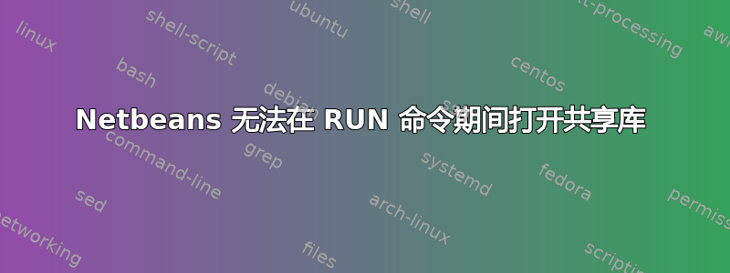 Netbeans 无法在 RUN 命令期间打开共享库