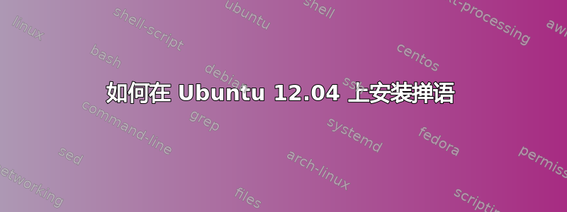 如何在 Ubuntu 12.04 上安装掸语