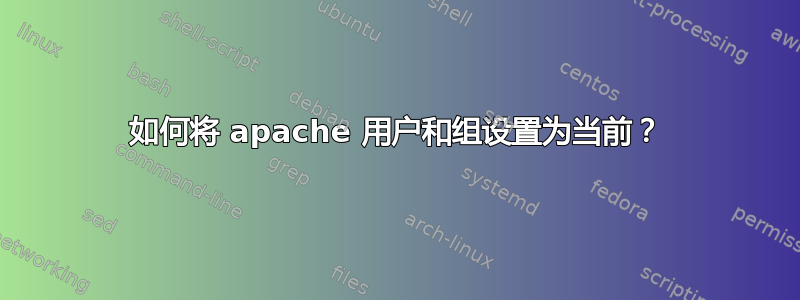 如何将 apache 用户和组设置为当前？