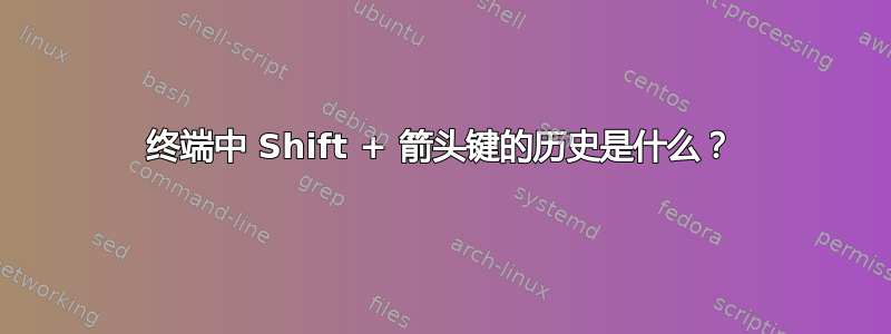 终端中 Shift + 箭头键的历史是什么？